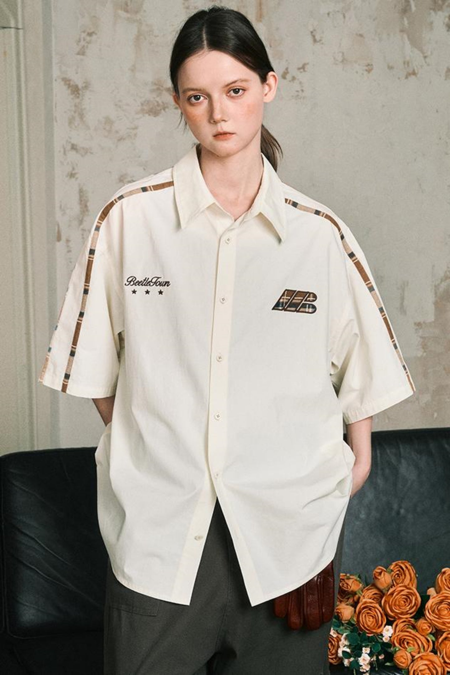 Grid Pattern Half Sleeve Shirt