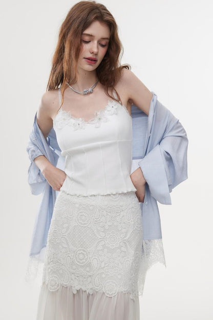 Lace-Trimmed Casual Shirt