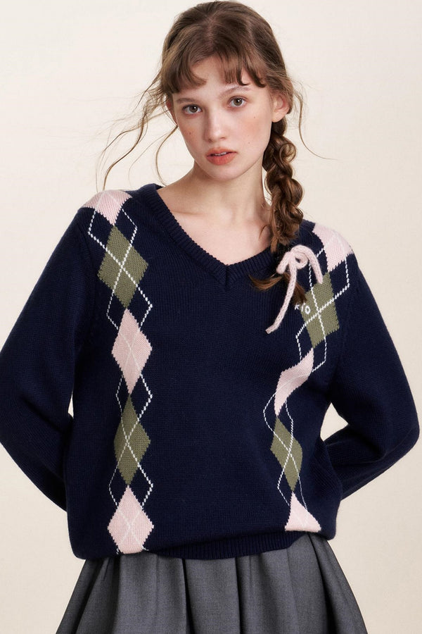 Diamond V-Neck Sweater