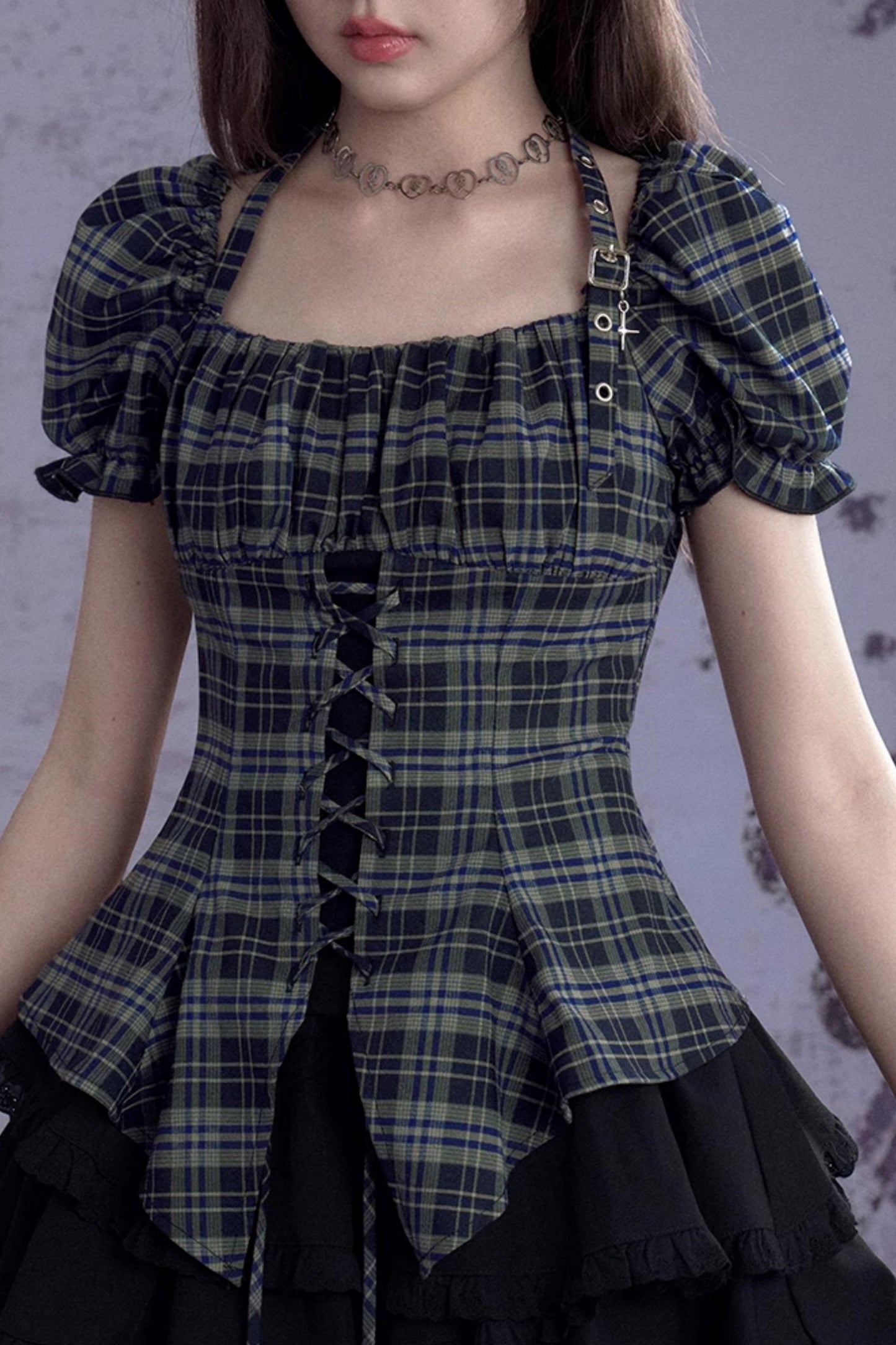 Vintage Green Check Slim Shirt