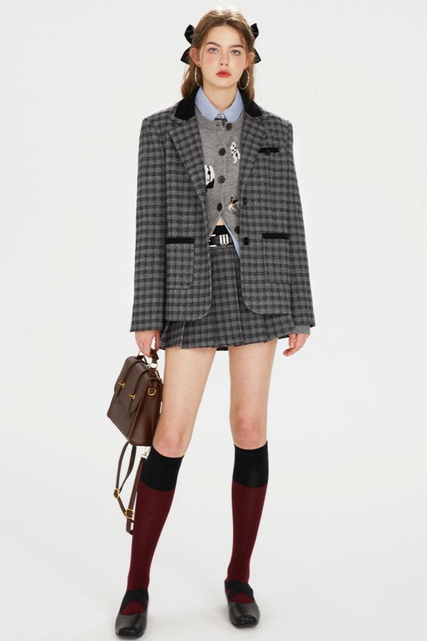 Tartan Color-Block Jacket Set-Up