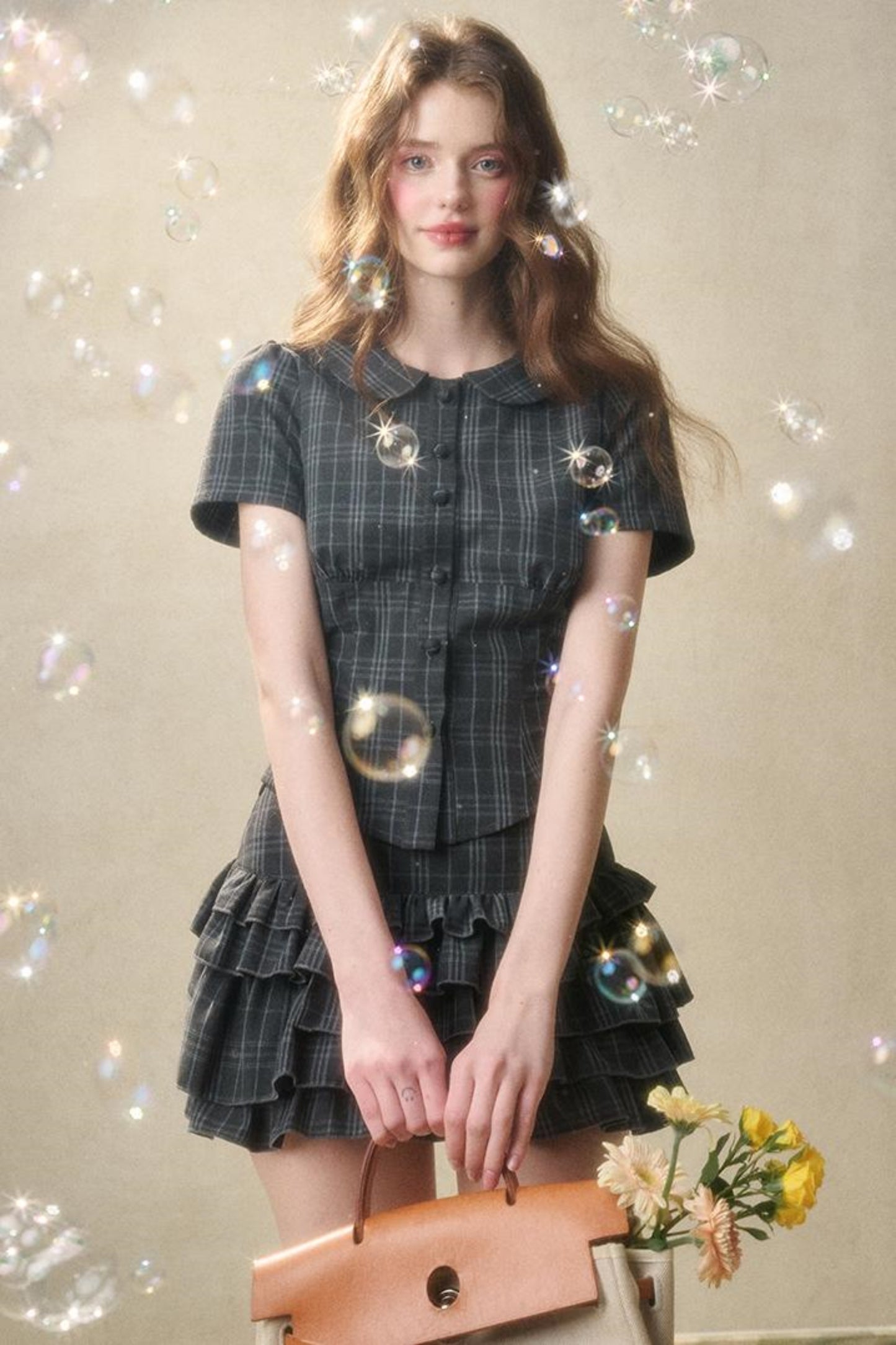 Lace Waist Check Shirt Set-Up