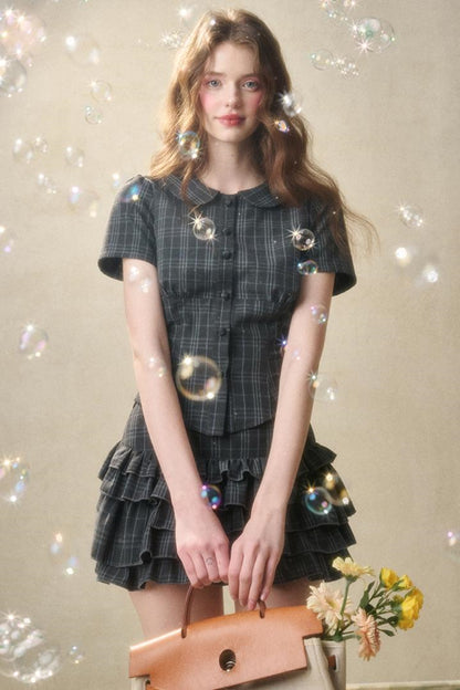 Lace Waist Check Shirt Set-Up