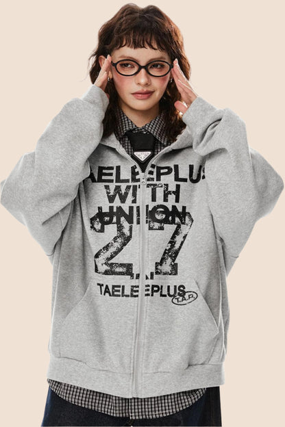 Nostalgic Gray Hooded Cardigan Jacket