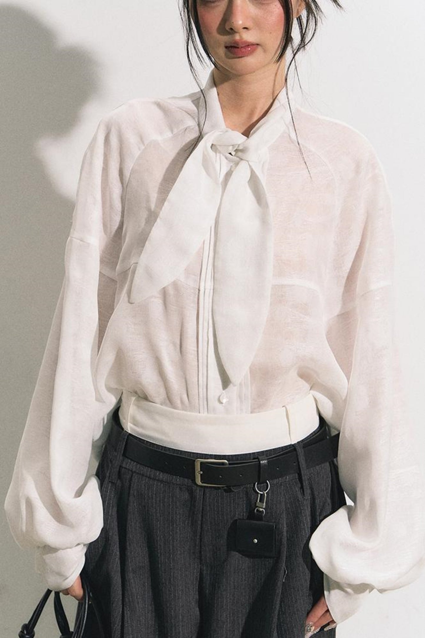 Lace Bow Loose Shirt