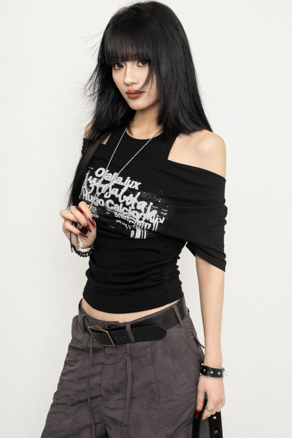 Design Neck Short Top