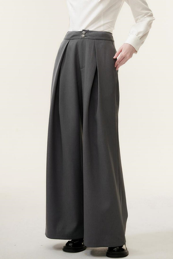 Chic Gray Vest & Wide-Leg Pants Set-Up