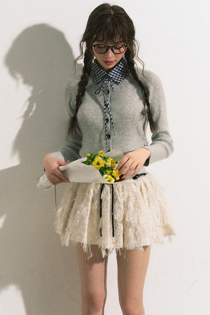 Slim Gray Knit Cardigan