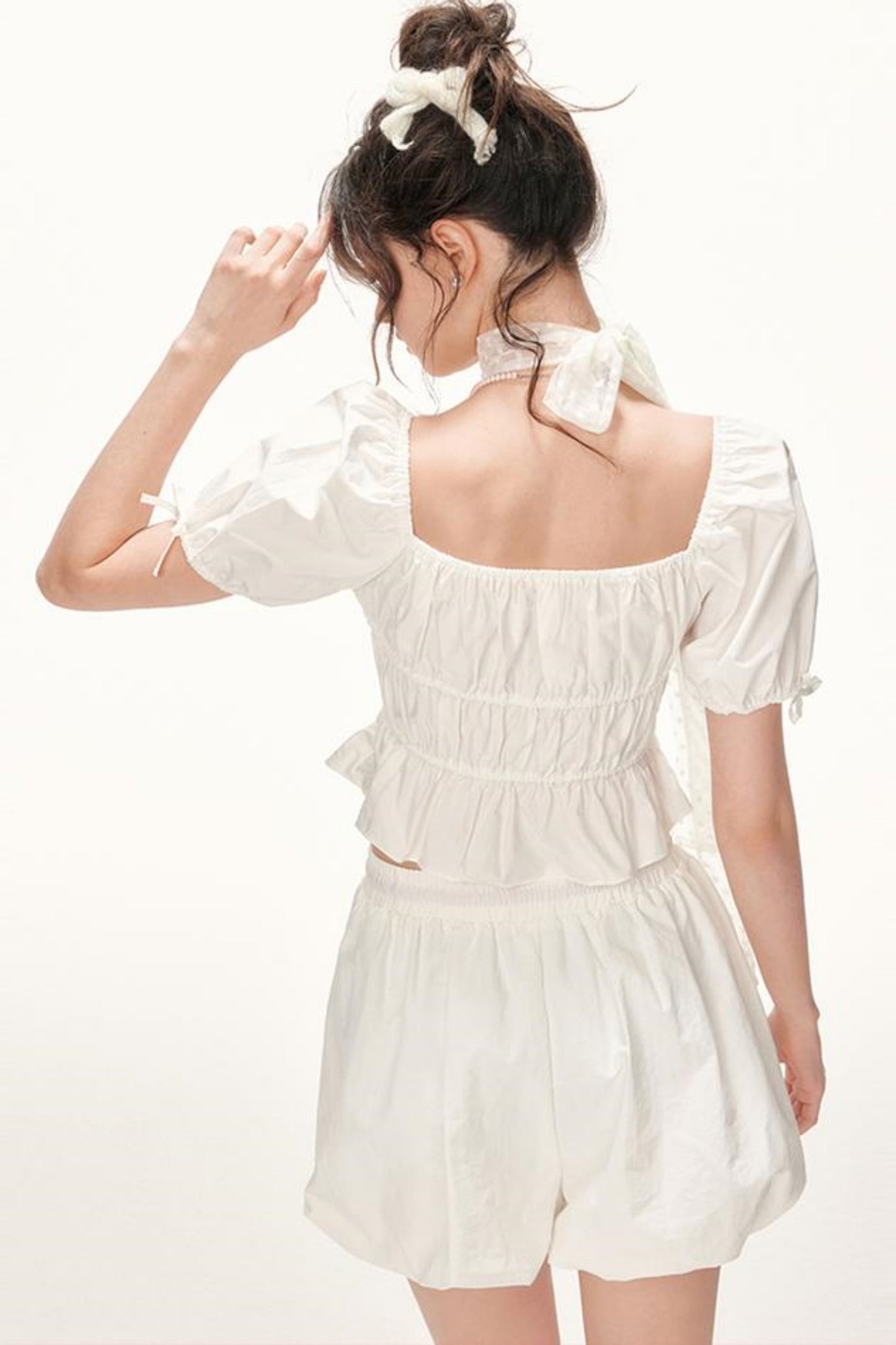 Ruffled Square-Collar Blouse