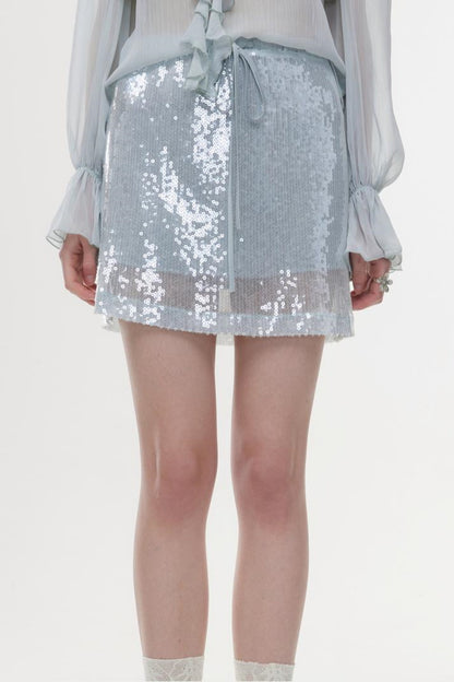 High-Waist Sequin A-Line Skirt