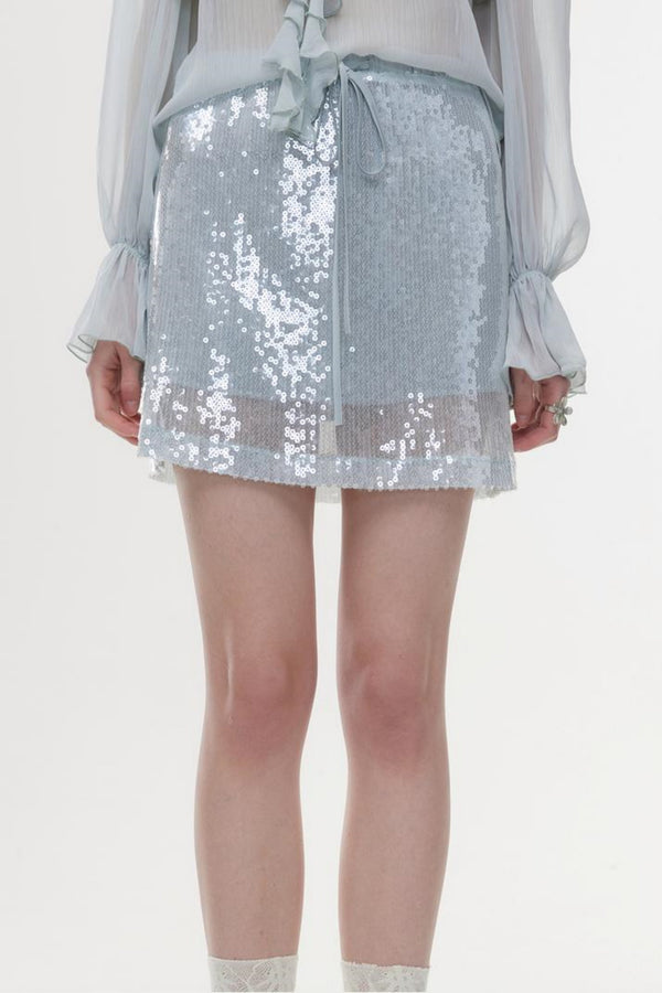 High-Waist Sequin A-Line Skirt