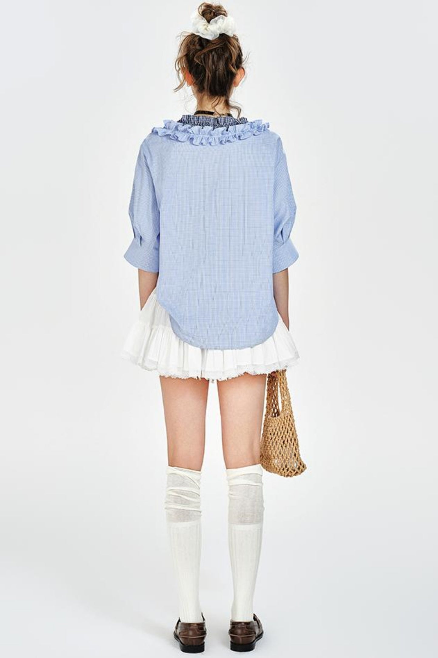 Blue Plaid V-Neck Shirt