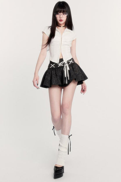 Waist Tight Top And Skirt Set-Up