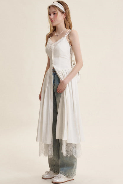 Lace Patchwork Halter Dress Set