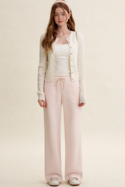 High-Waisted Macaron Cotton Blend Pants