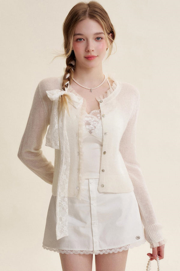 Sheer Organza Mohair Cardigan