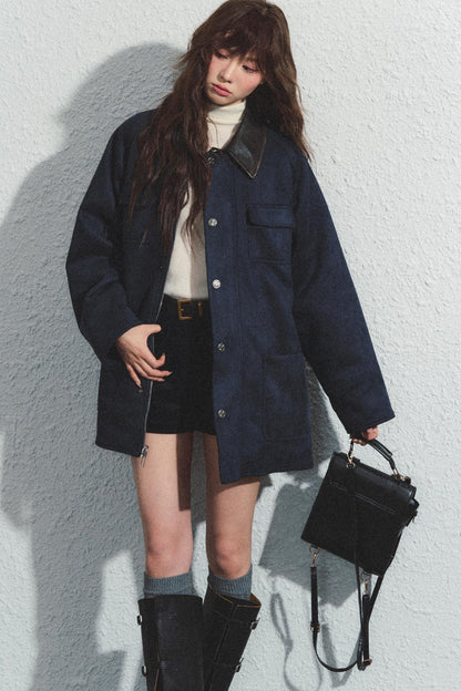 Navy Plaid Reversible Jacket