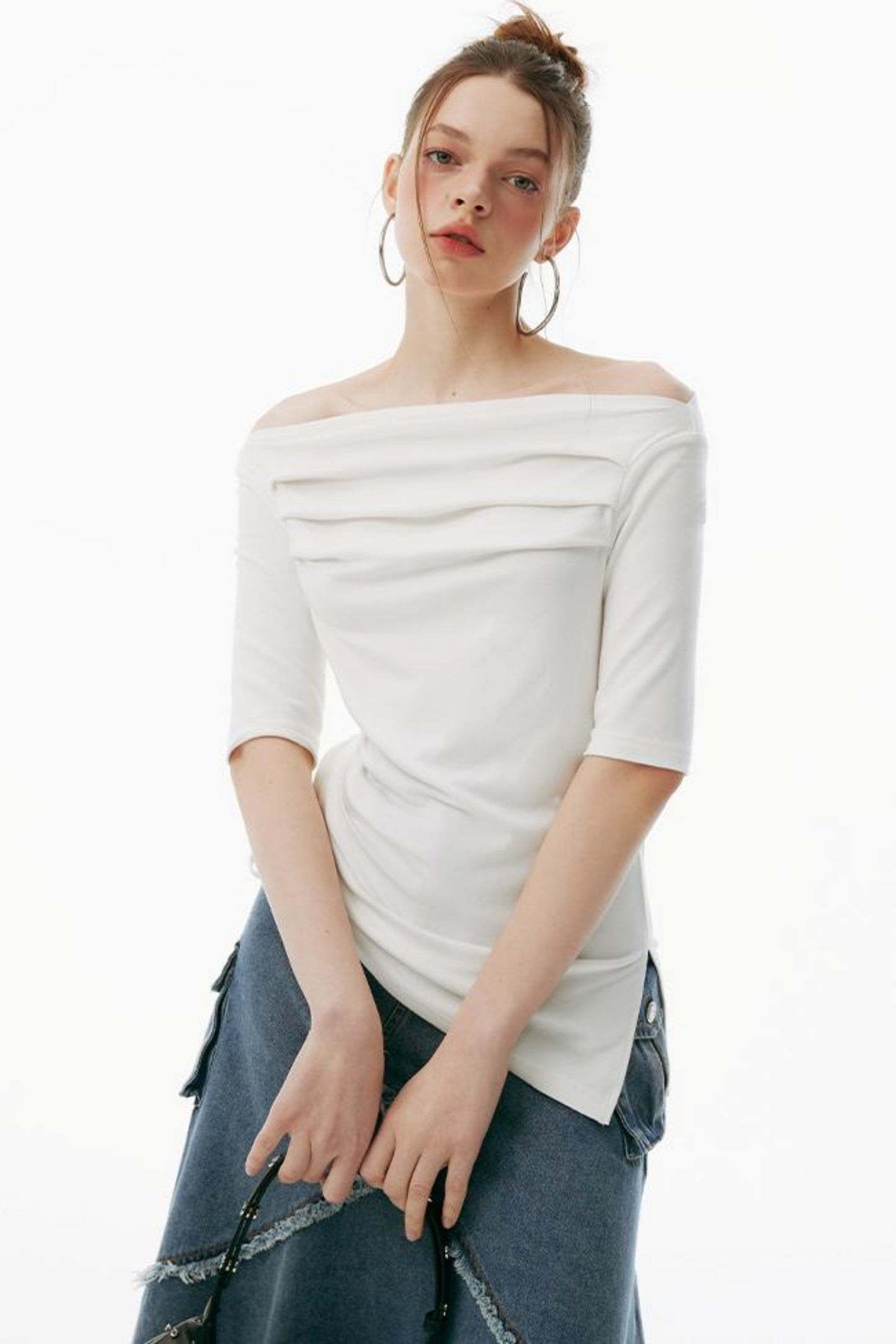 Gray One-Shoulder Bustier Set-Up