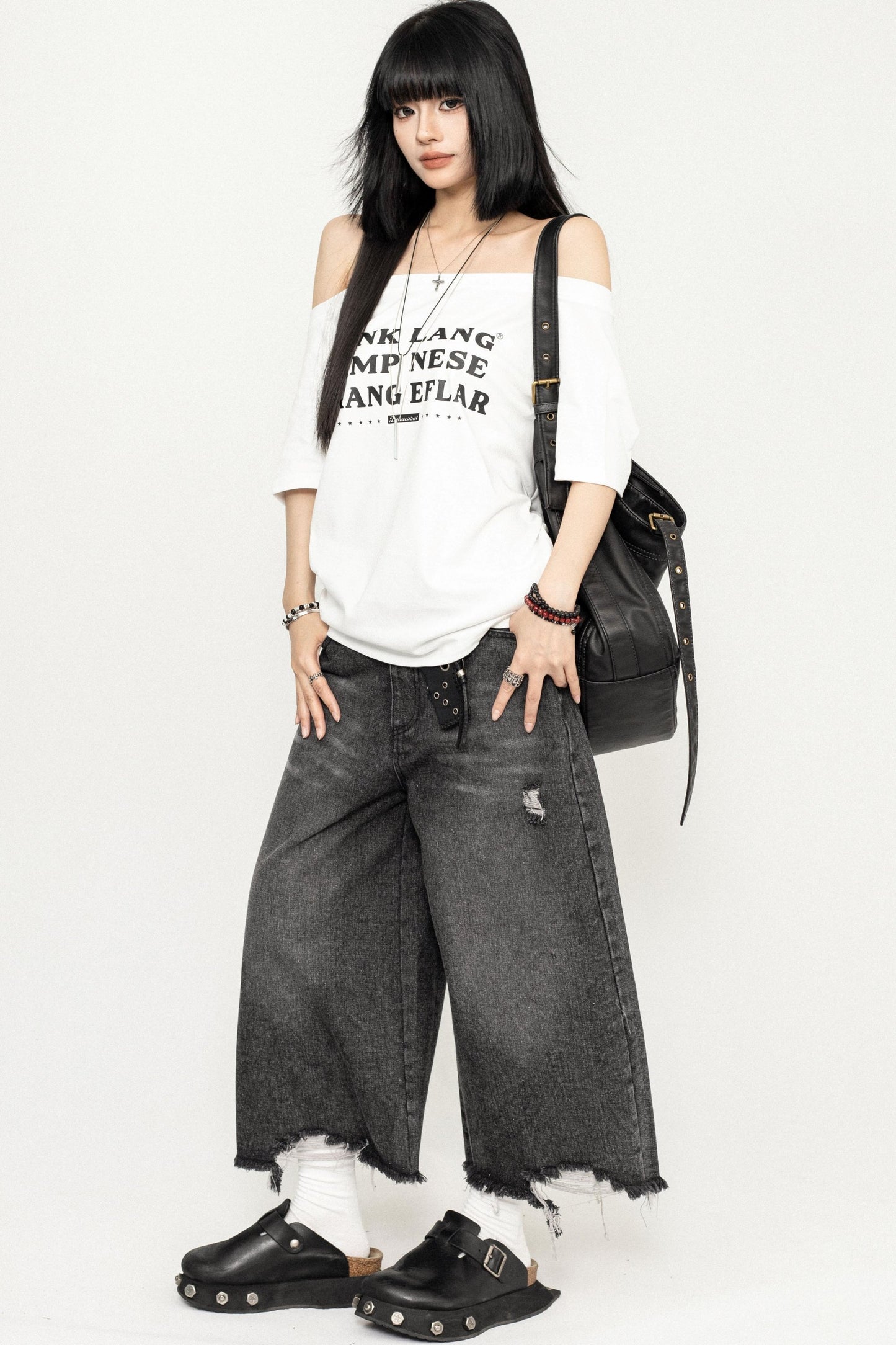 Casual Black Off-Shoulder Tee