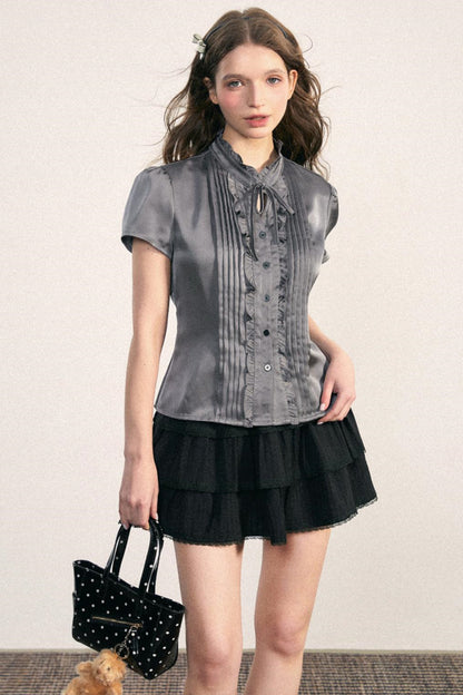 Vintage Pleated A-line Skirt