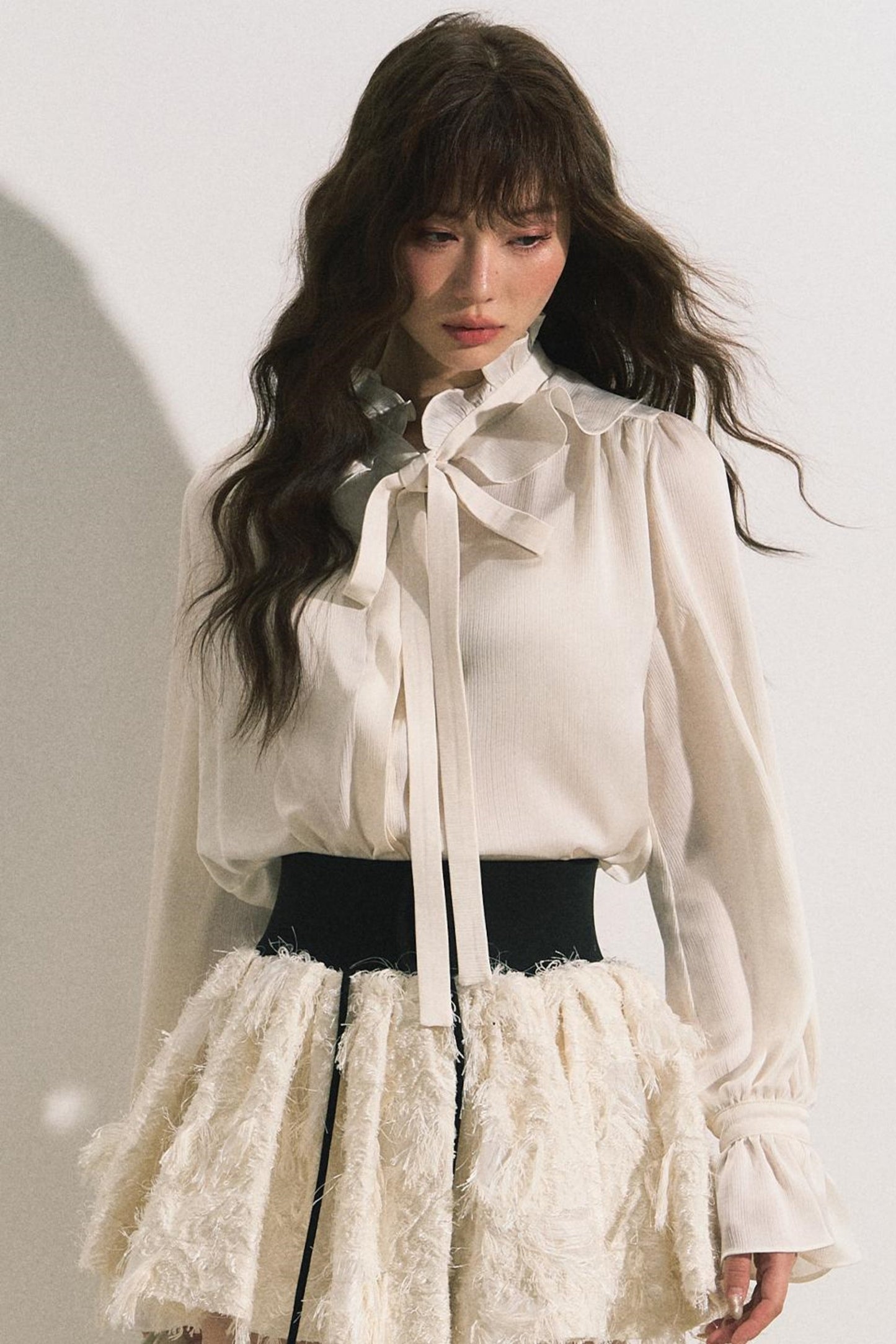 Ruffle Collar Bow Blouse Shirt