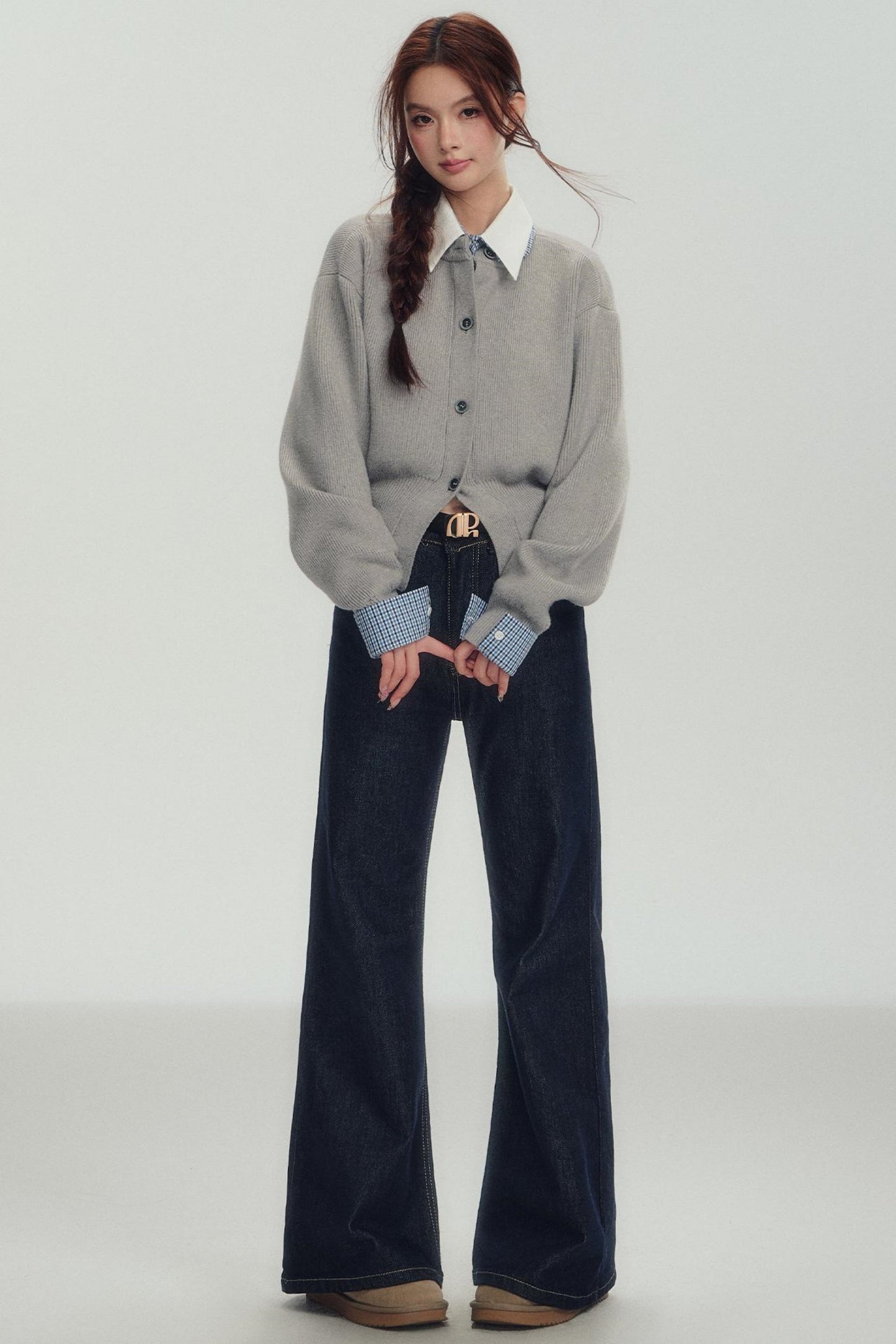 Fake Layered Shirt Sweater