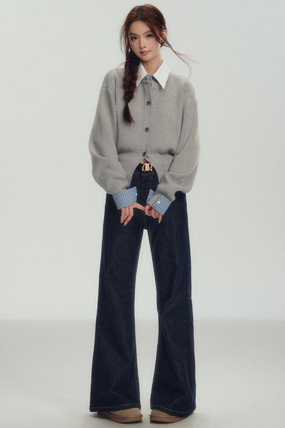 Fake Layered Shirt Sweater