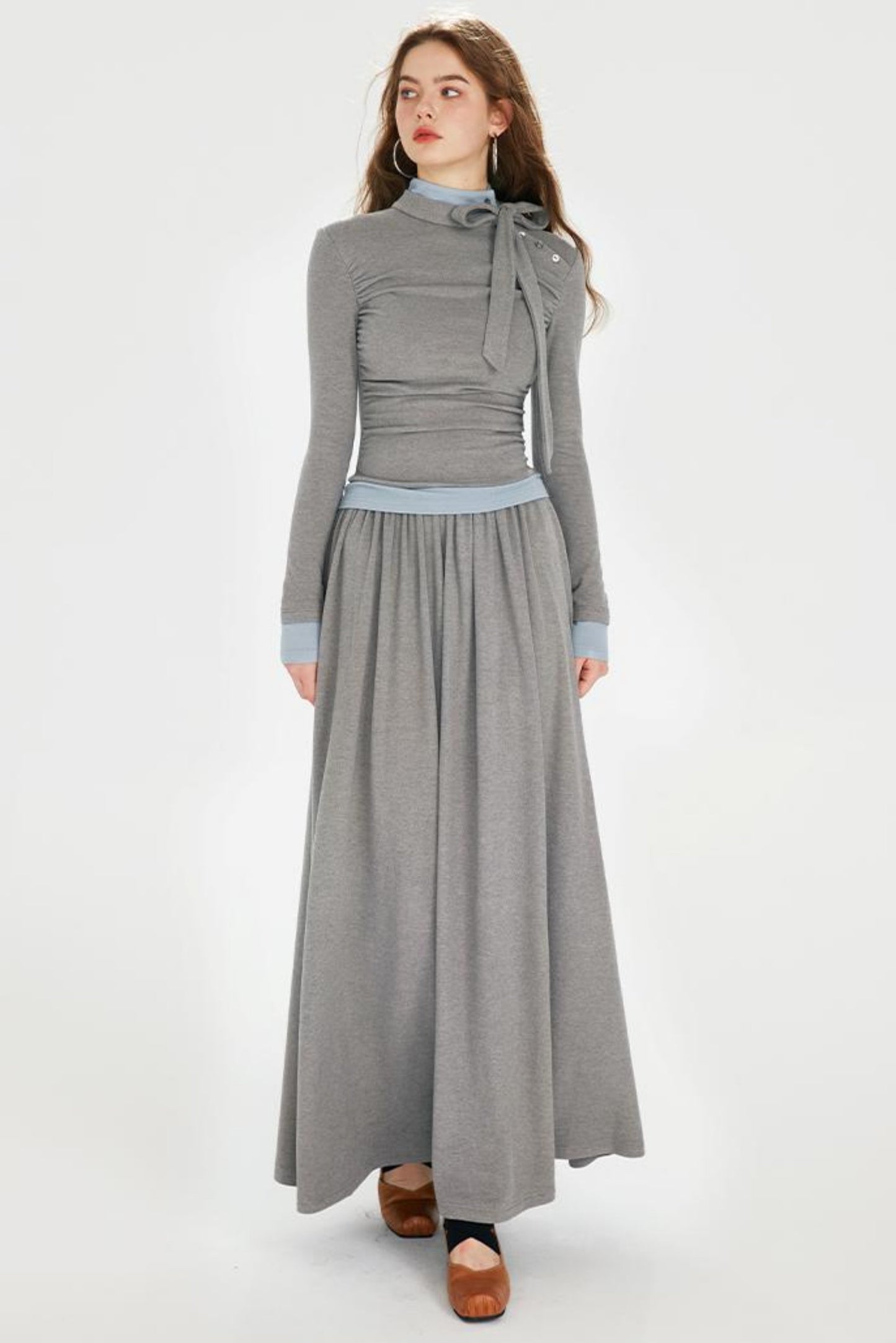 Color Clash Drawstring Dress