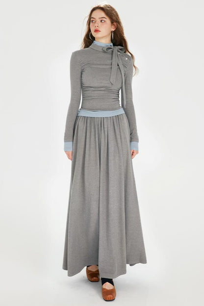 Color Clash Drawstring Dress