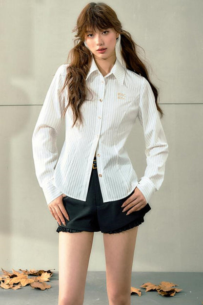 Khaki High-Waist Shorts