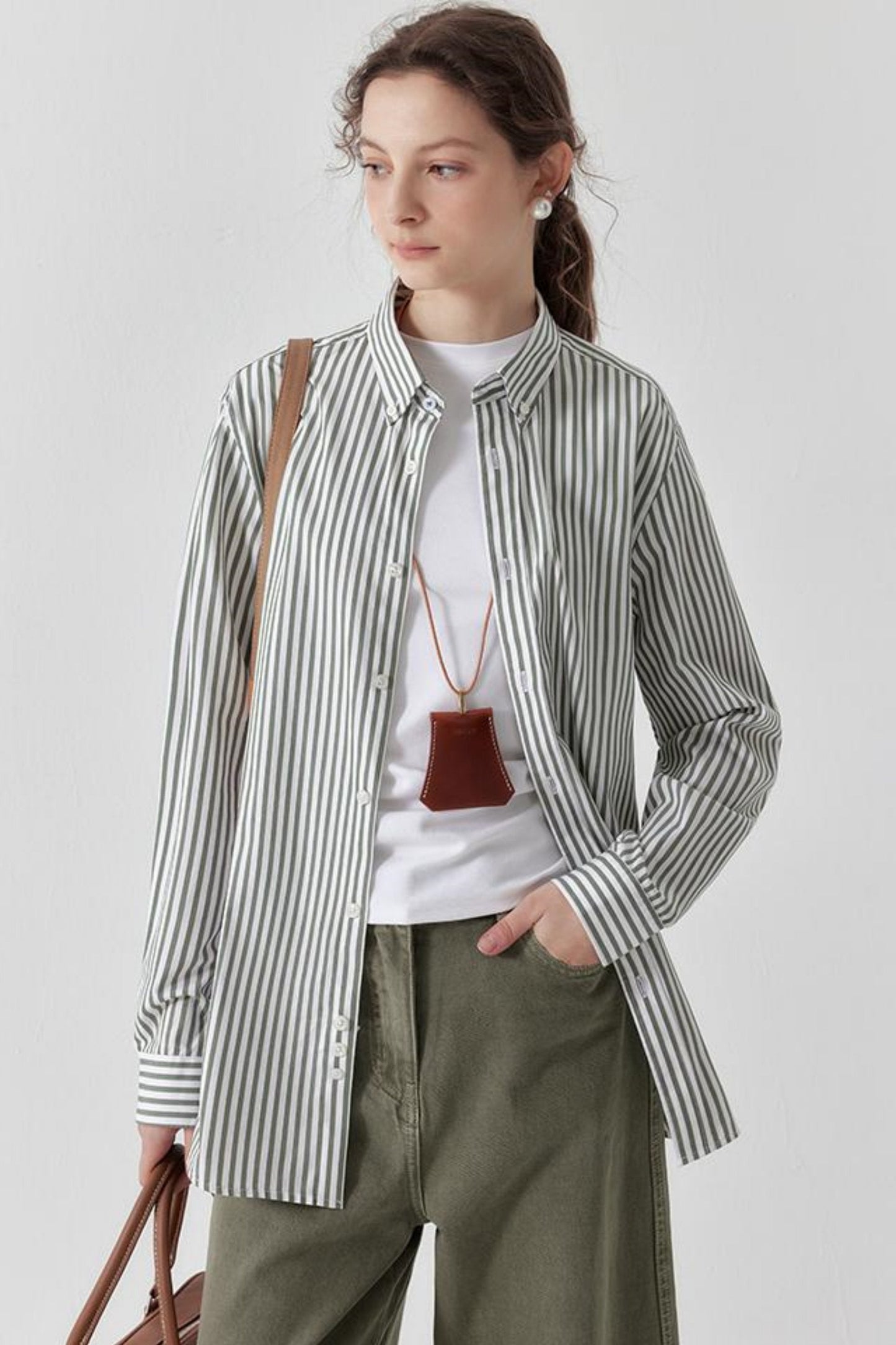Green Striped Cotton Shirt