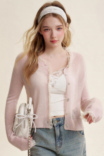 Sheer Organza Mohair Cardigan