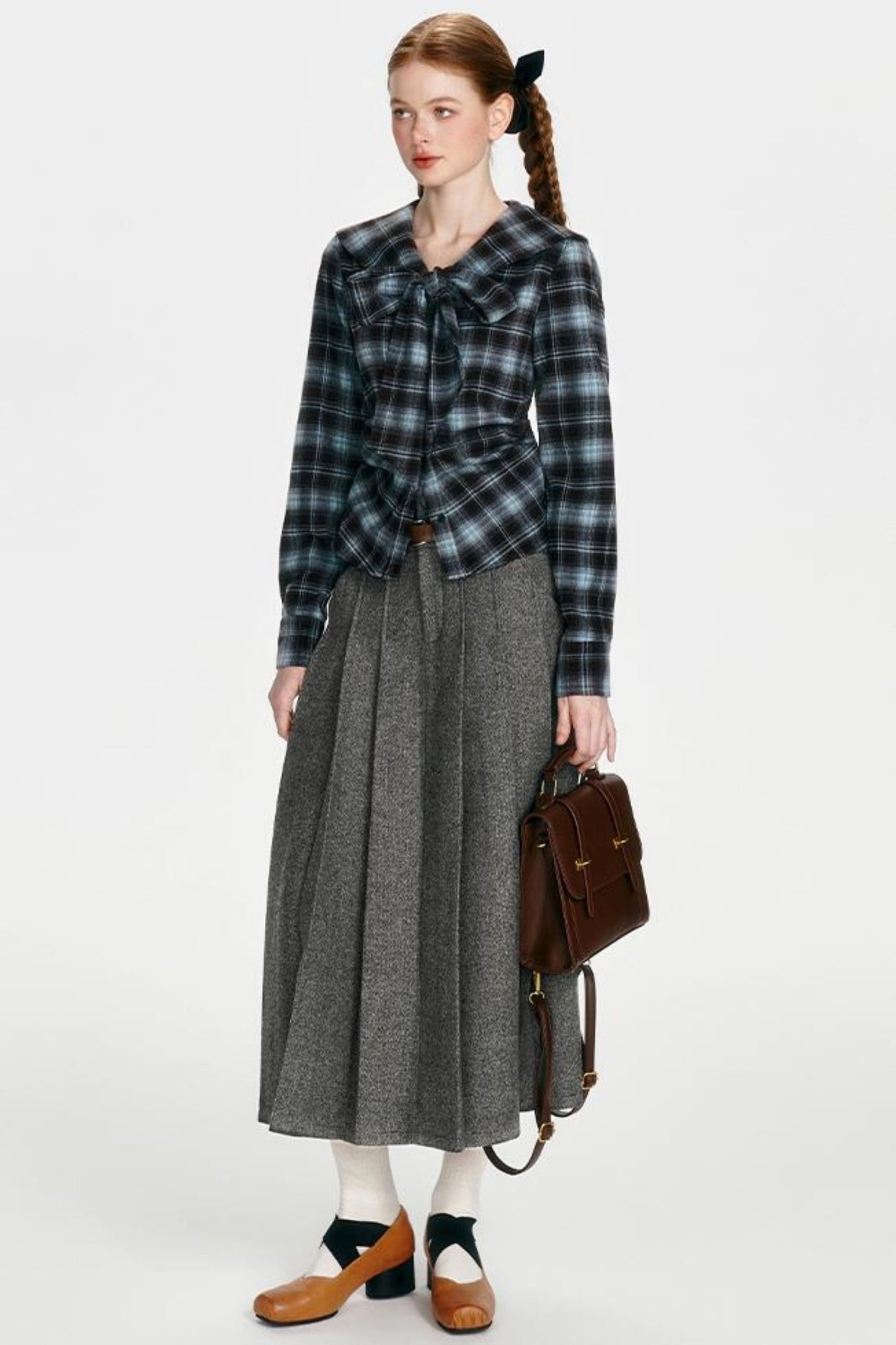 Navy Collar Collegiate Plaid Shirt