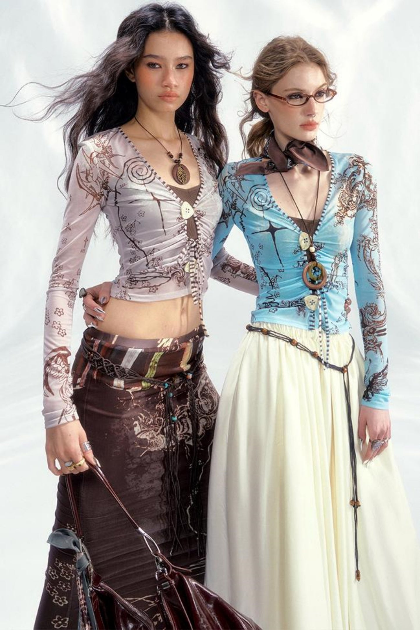 Star Mesh Cardigan With Long Skirt Set-Up