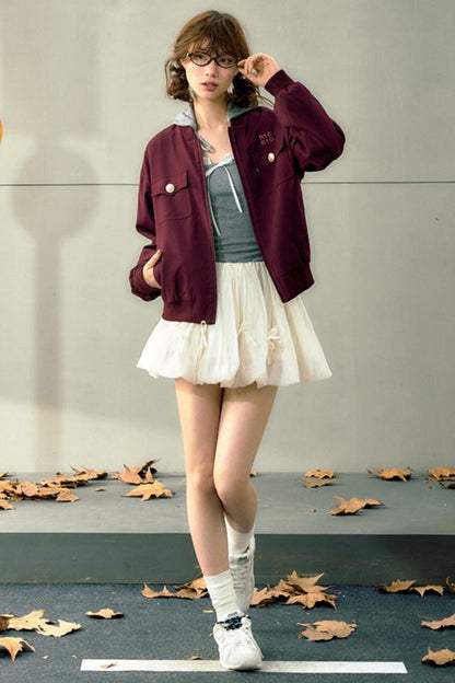 Gray Lace-Trimmed Knit With Skirt Set-Up