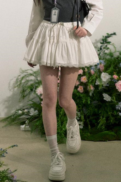 Layered Knit Vest With Skirt Set-Up