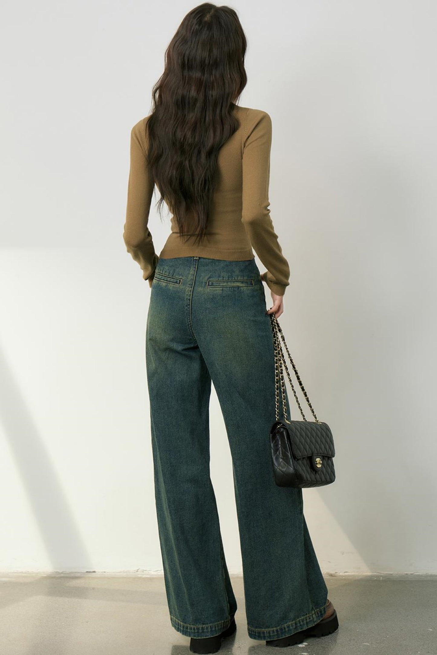 Gold Accent High Neck Knit Top