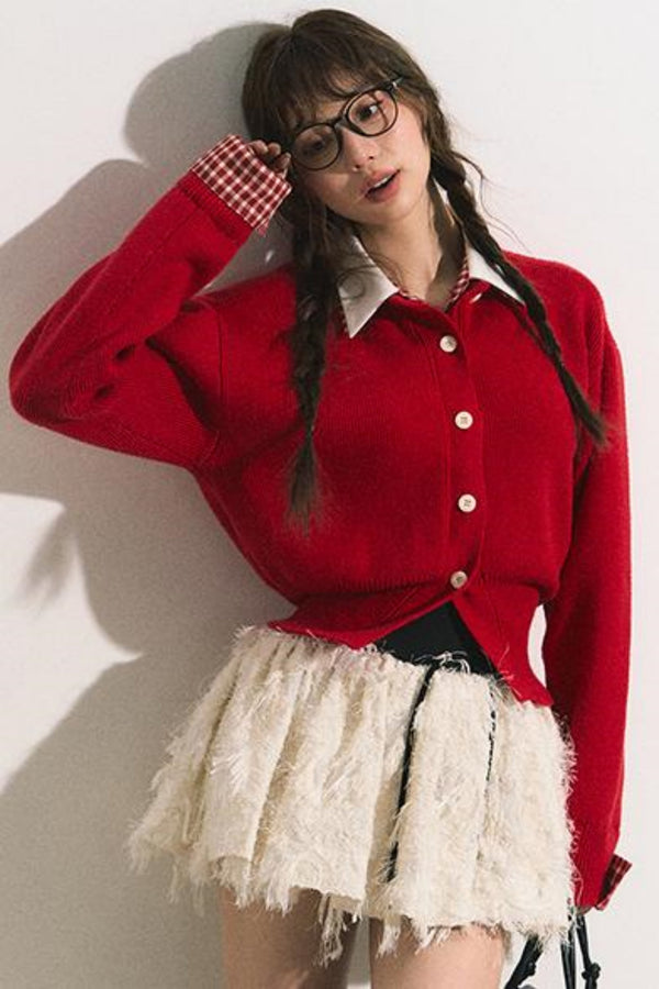 Fake Layered Shirt Sweater