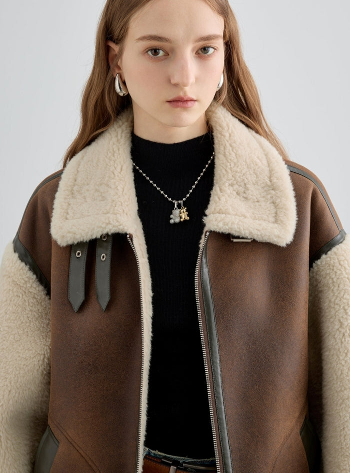 Fur One-iece Leather Jacket