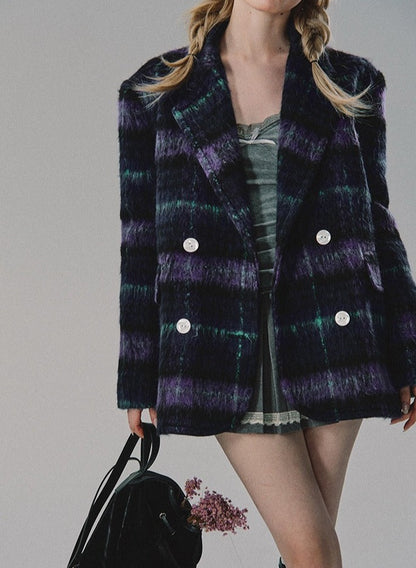 Violett Long Cropped Woll Coat Jacke