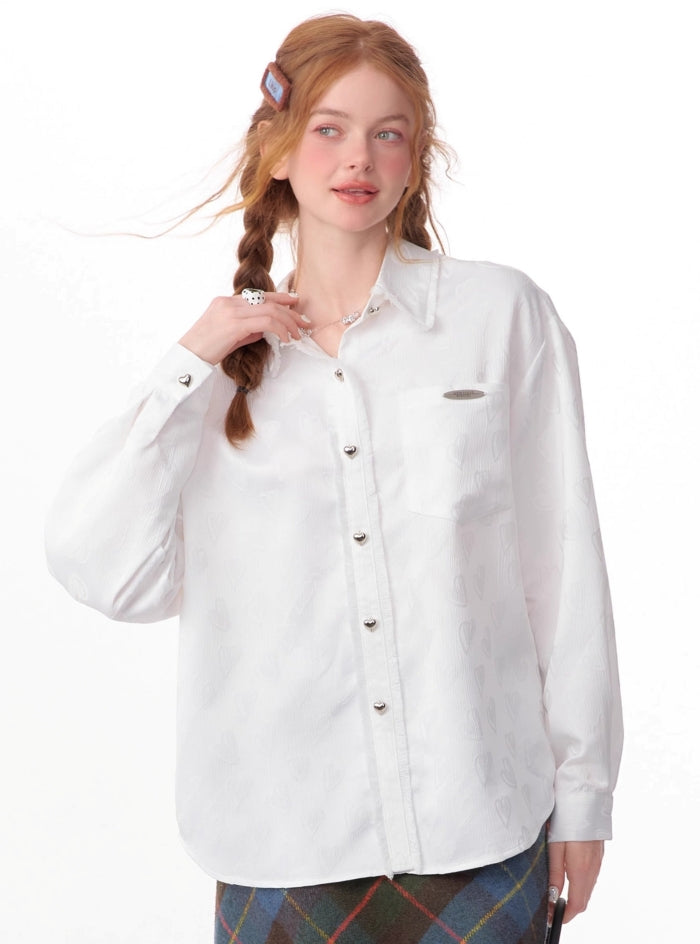 American retro mid-length loose white shirt
