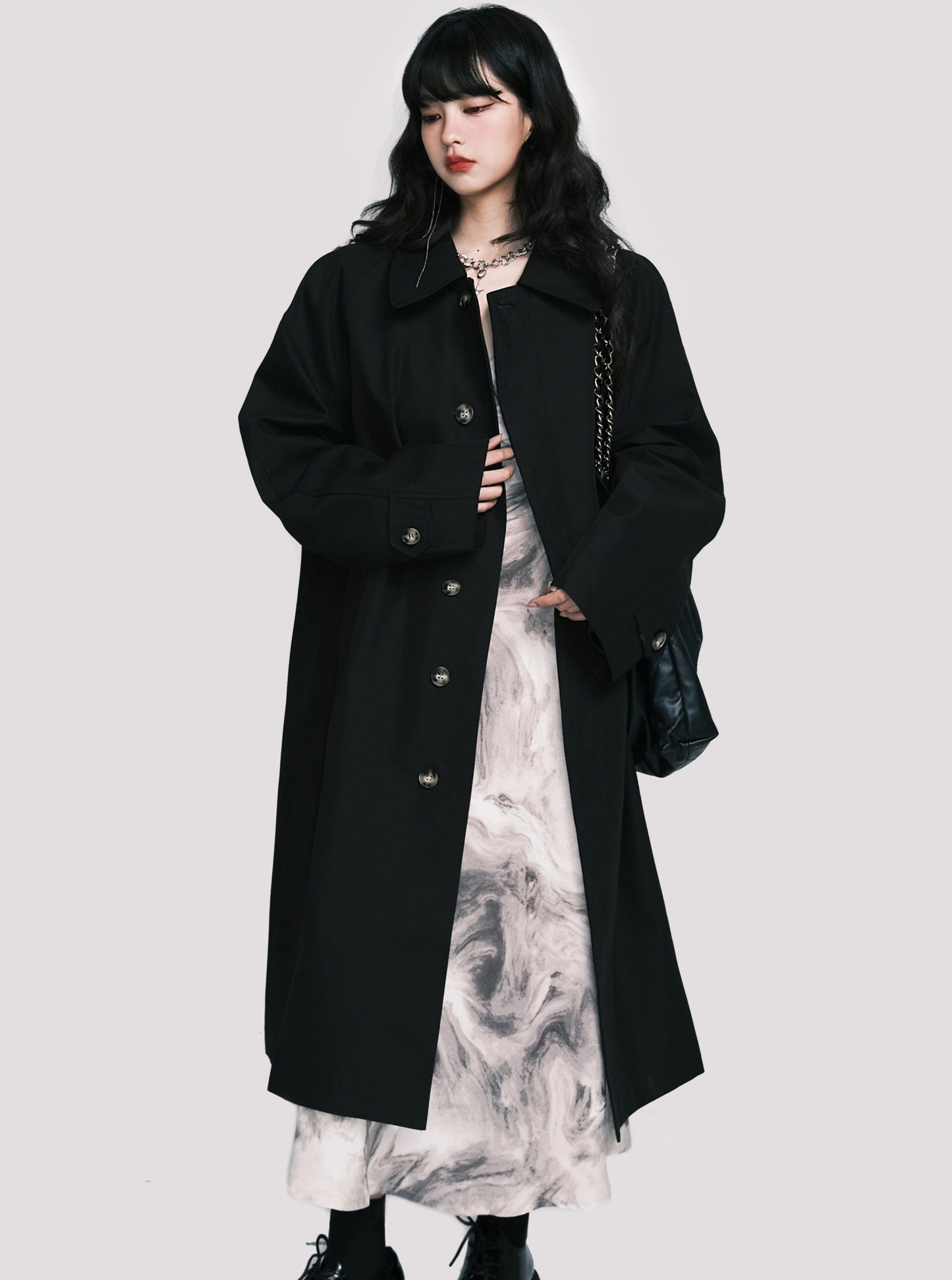 Lose Casual Midi Trench Coat Jacke