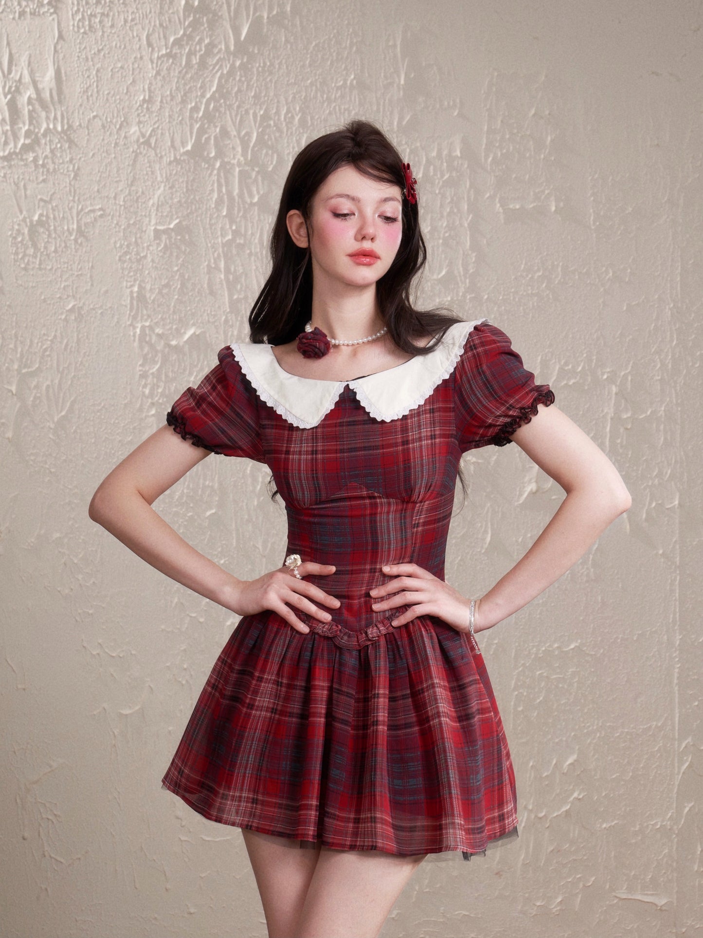 Vintage Puffärmel Kleid