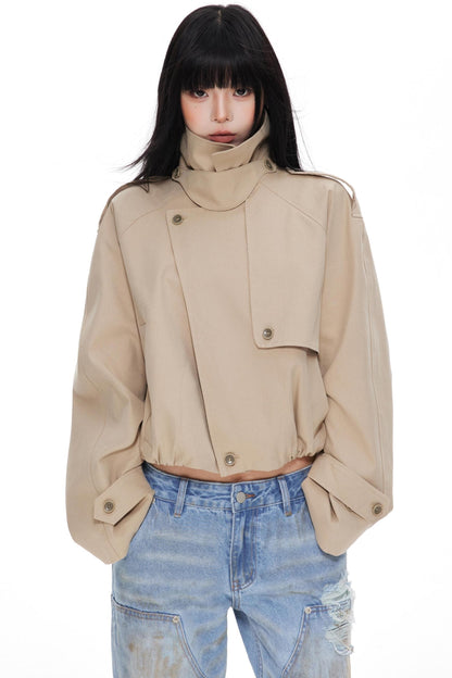 Stand Collar Turtleneck Trench Coat