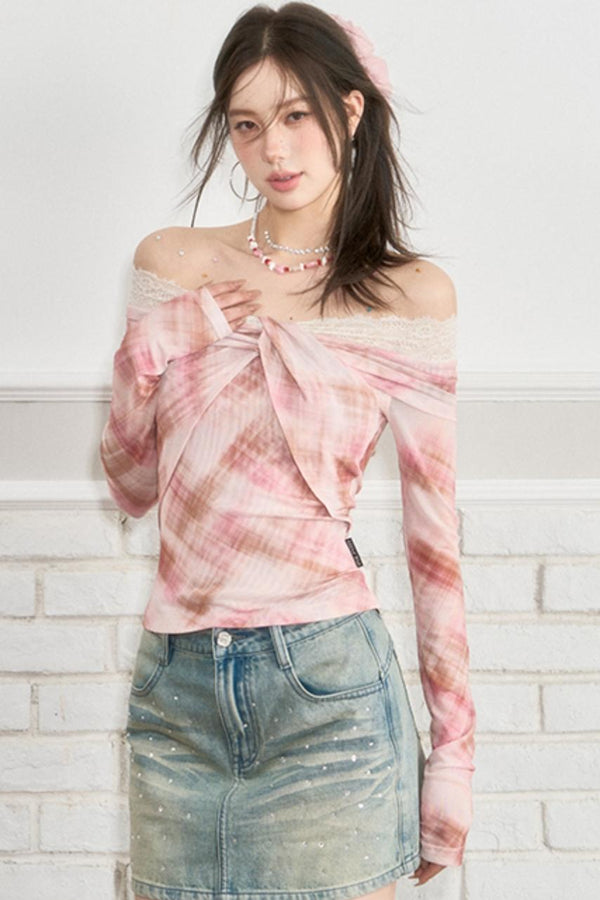 Design Lace Long Sleeve Top