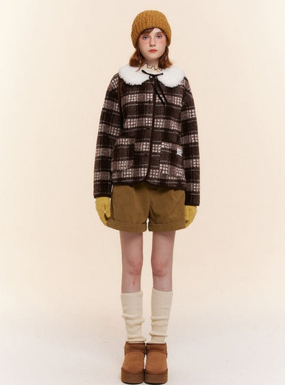 Plaid Lamb Wool Coat