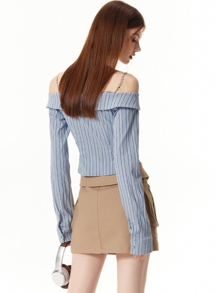 Long-sleeved off-the-shoulder Shirt