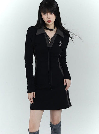 black slim hip dress