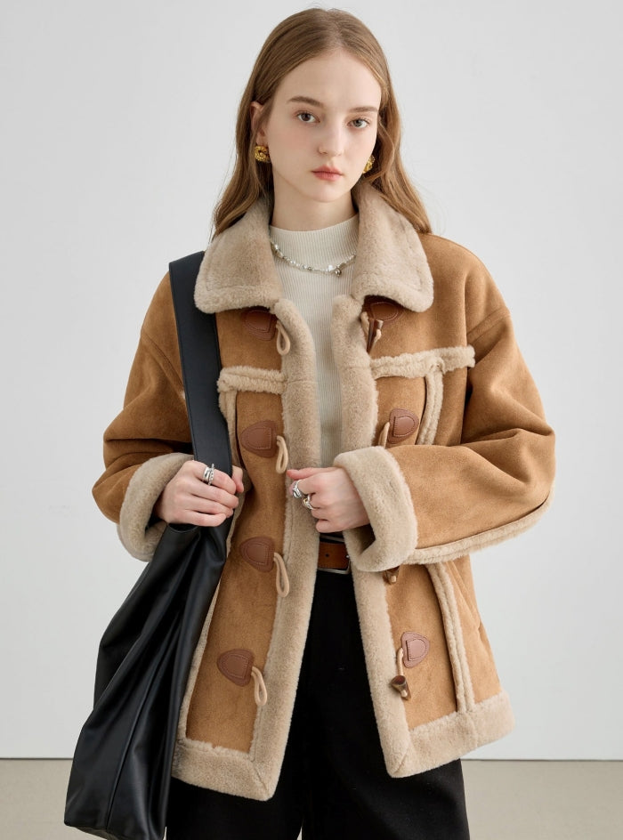 Horn Button Fur Short Coat