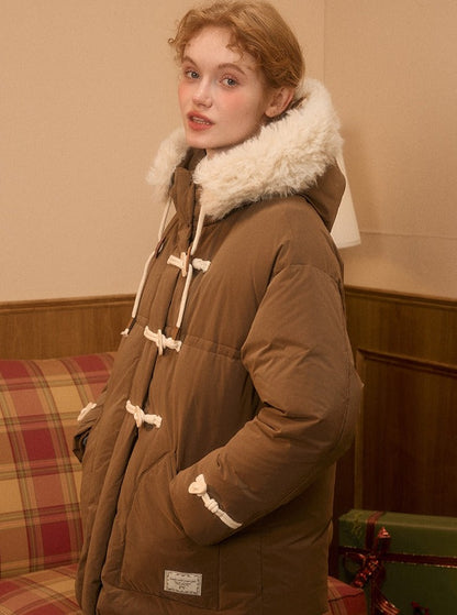 big fur collar hooded coat